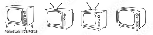 Set of four vintage televisions