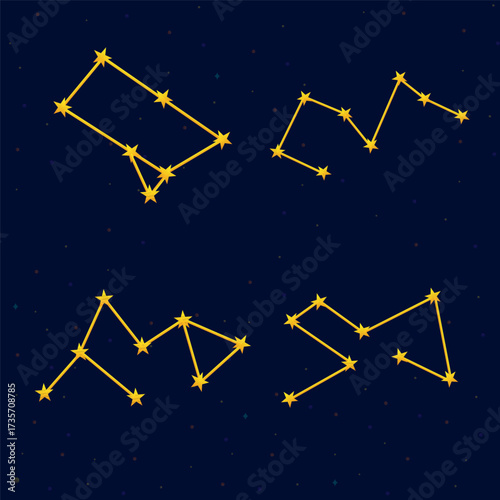Constellation night sky star map. Vector illustration