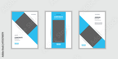 Blue Annual report brochure flyer design template, Leaflet, presentation book cover templates.