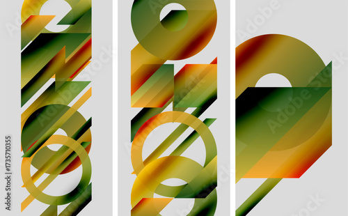 Abstract artwork features layered geometric shapes, gradients. Numbers two, zero, twelve dominate composition. Minimalist design, neutral background.