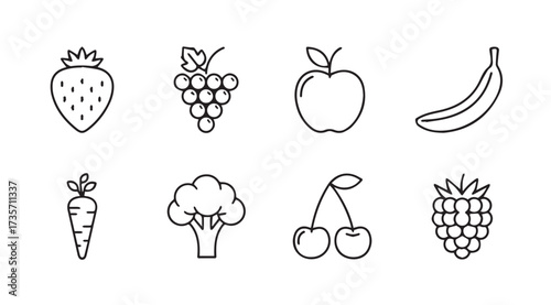 Vector art of fruits and vegetables