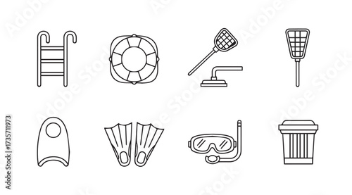 Vector art of pool equipment