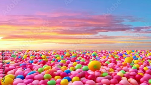 Magical candy land with sweet scenery with colorful vibes