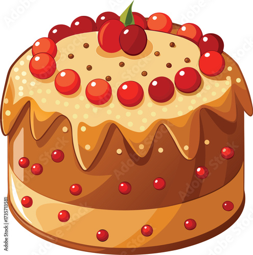 Christmas Panettone Celebration round bread with cherry and almond decoration