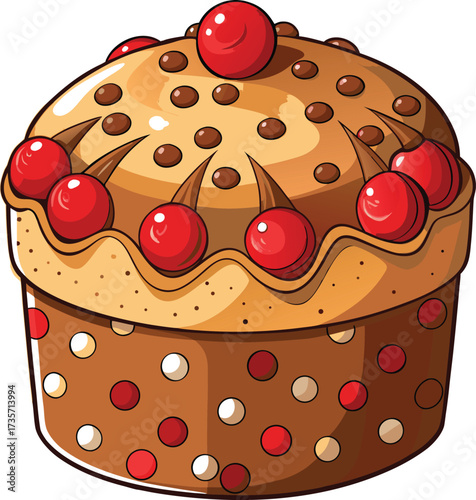 Christmas Panettone Celebration round golden panettone with candied peel topping