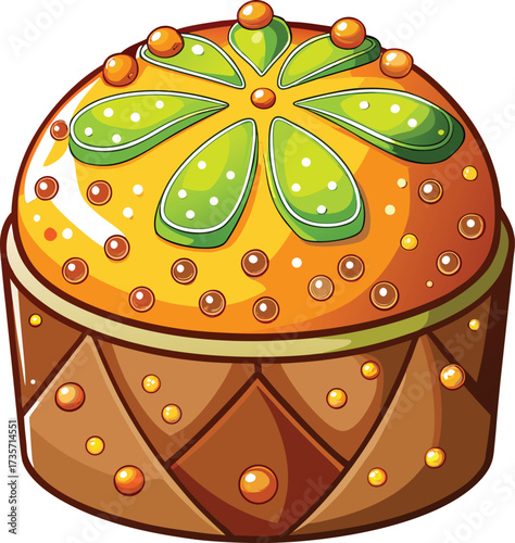 Christmas Panettone Celebration golden bread with mixed fruit and nut decoration