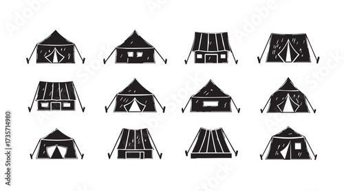 Vector art of tent line art