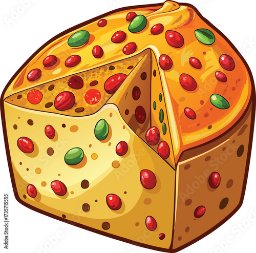 Christmas Panettone Celebration traditional bread with yellow icing and fruit
