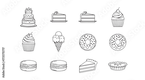 Vector art of dessert line drawing
