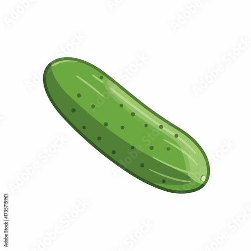 Cute Cartoon Style Single Cucumber Fresh and Healthy Vegetable Illustration