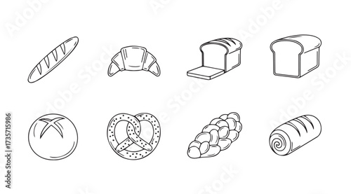 Vector art of bread types on white