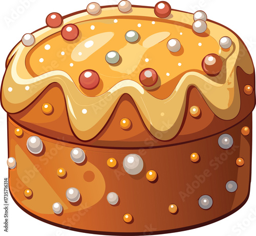 Christmas Panettone Celebration round bread with orange glaze and nut topping