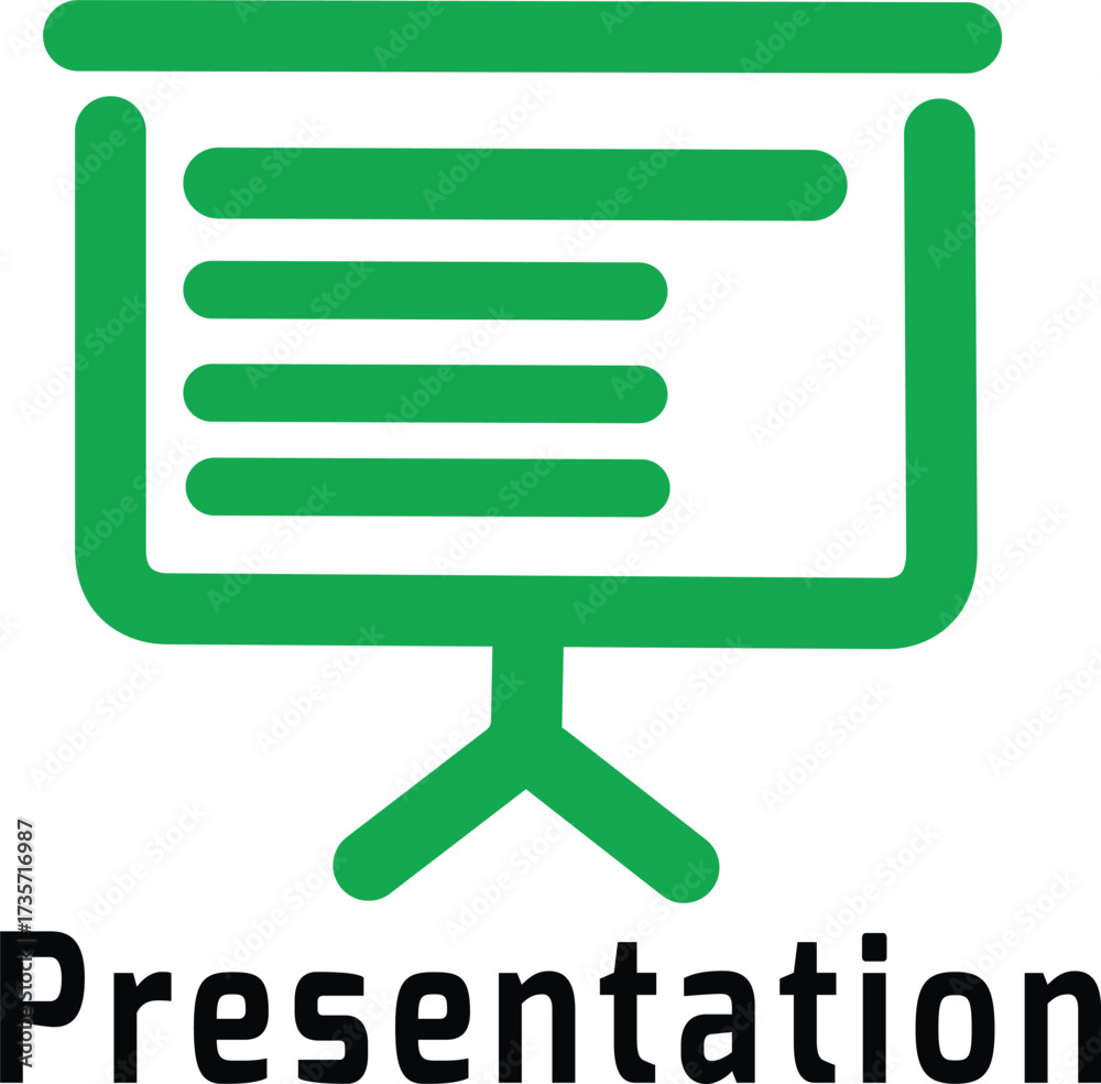 Fototapeta premium Green Presentation Board Icon with Text on White Background display screen