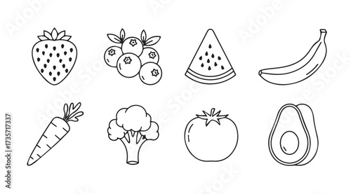 Vector art of fruit line icons
