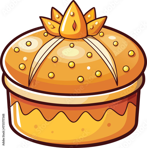 Christmas Panettone Celebration decorated bread with golden glaze and mixed fruit
