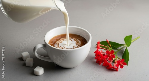 Creamy Coffee Pouring into Cup.