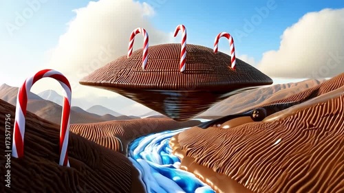 Magical candy land with sweet scenery with colorful vibes