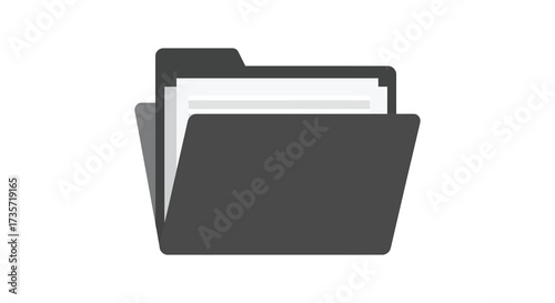 Dark folder icon with several white documents partially visible inside