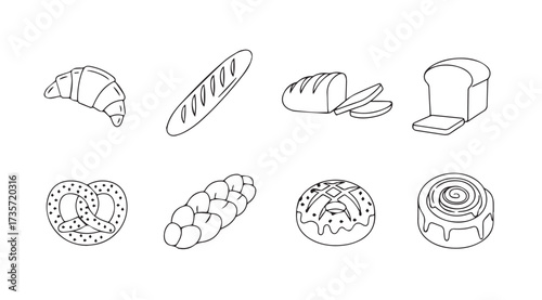 Vector art of bakery goods isolated