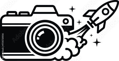 Camera and Rocket Illustration for Creative Projects