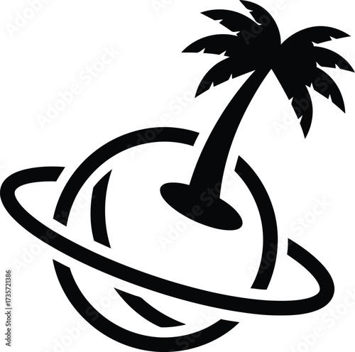 Tropical Island Globe A Minimalist Vector Graphic