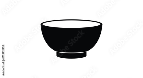 Simple black and white illustration of a rounded ceramic bowl design