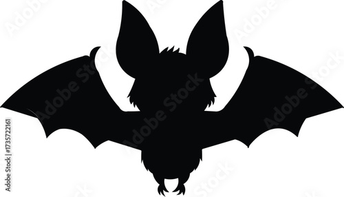 Vector art of black silhouette of a bat with wings spread