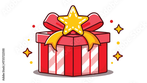 A decorative gift box with a star inside, conveying a sense of magic and special moments..eps