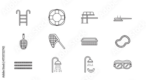 Vector art of pool equipment line art
