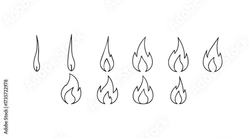 Vector art of fire line art set