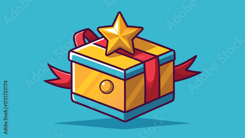 A gift box opened to reveal a shining star nestled inside, symbolizing surprise and wonder..eps
