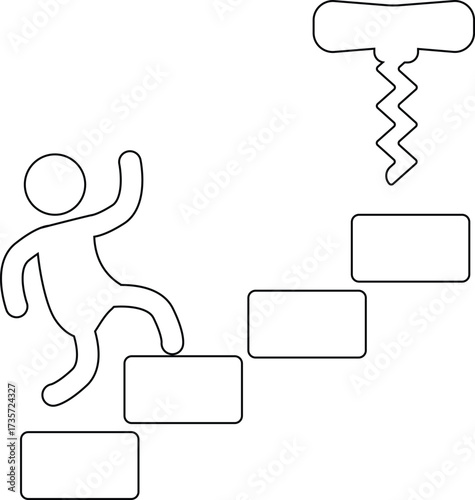 icon of a person climbing a ladder and icon of a wine bottle opener