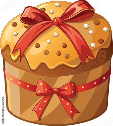 Christmas Panettone Celebration tall bread with red glaze and candied fruit