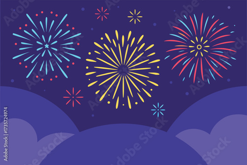 Vibrant night sky fireworks display celebration festive event grand finale explosion