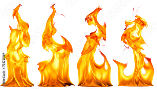 Four fiery orange flame columns