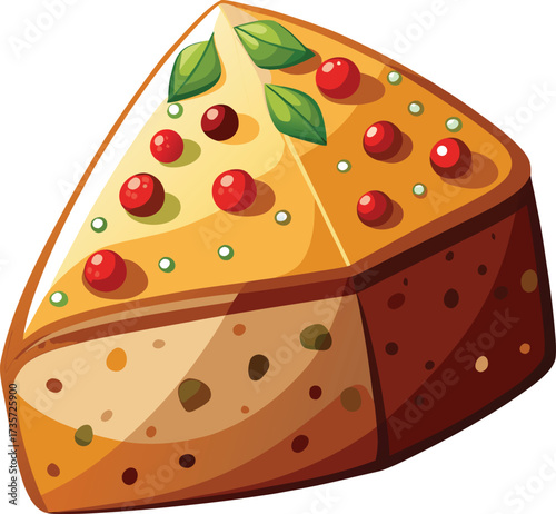 Christmas Panettone Celebration tall bread with green icing and red cherry decoration