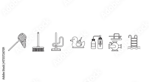 Vector art of pool cleaning equipment