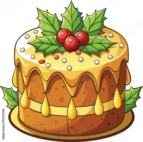Christmas Panettone Celebration round bread with orange icing and candied cherry