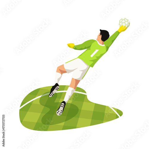 Flat Vector Illustration of a Goalkeeper