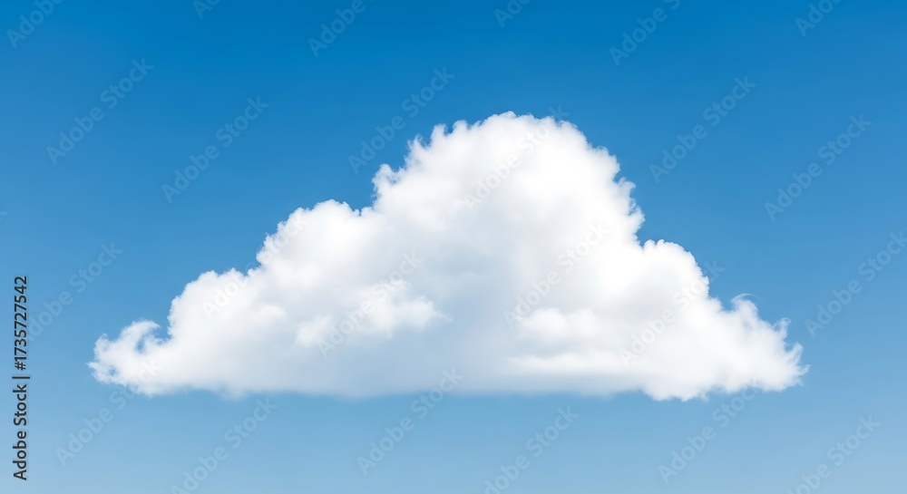 Fototapeta premium A single fluffy cumulus cloud against a clear blue sky
