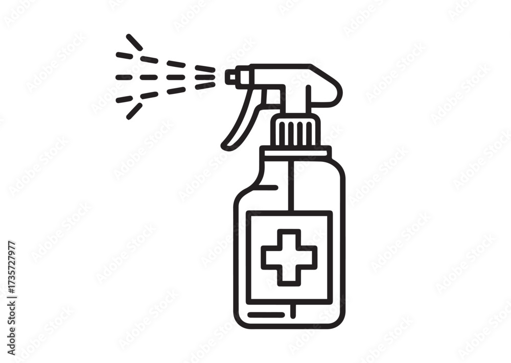 Obraz premium Antiseptic medical spray line art vector