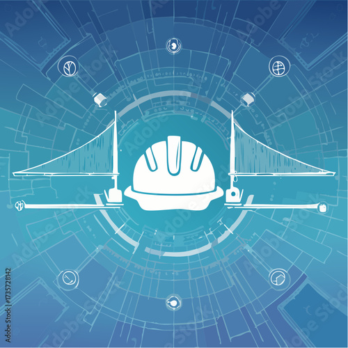 Architectural Blueprint and Engineering Symbols of construction in drawing