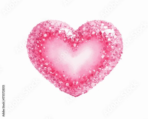 Luminous Pulse Sparkling pink heart isolated watercolor vector illustration svg