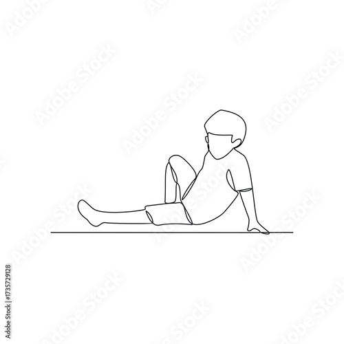 One continuous line drawing of homeless child activity vector illustration. homeless child theme design concept in simple linear continuous line. Great design for social campaign and social issue.