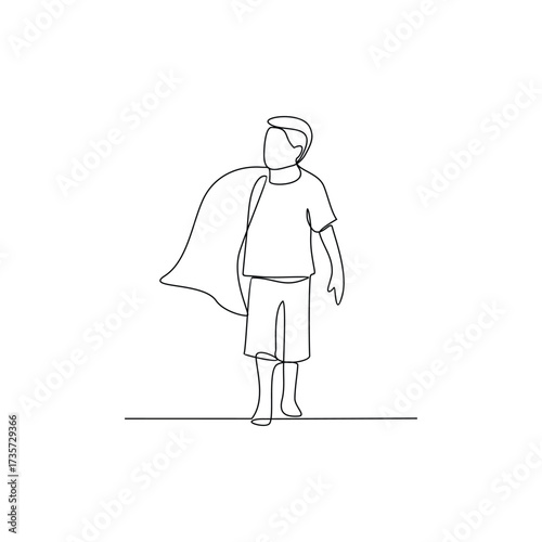 One continuous line drawing of homeless child activity vector illustration. homeless child theme design concept in simple linear continuous line. Great design for social campaign and social issue.