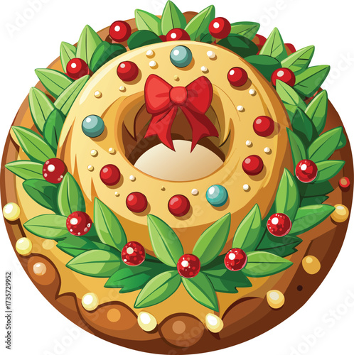 Christmas Panettone Celebration traditional golden panettone with red cherry decoration