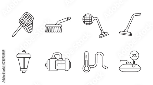 Vector art of pool equipment isolated