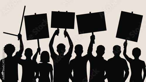 Passionate crowd marching together with signs for social change and political activism, advocating for justice and equality in a united demonstration