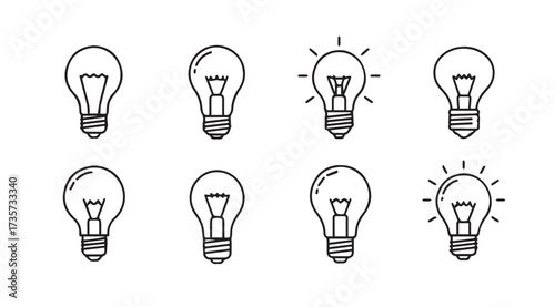Vector art of light bulb icon set