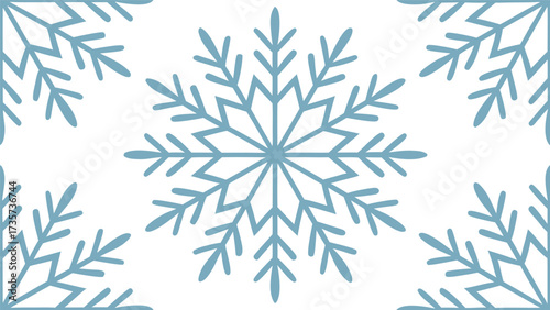 Seamless geometric snowflake pattern icy shapes winter holiday festive design cold frozen crystal background